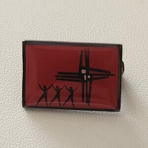 Vintage 1987 ALCW Festival American Lutheran Church Women Red‎ Enamel Cross Pin